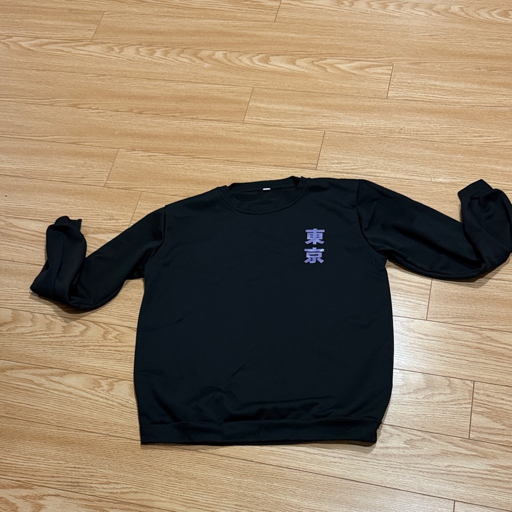 Black Sweater with Purple Print M